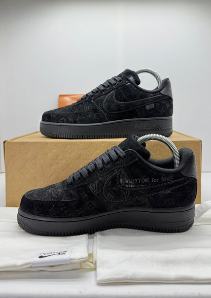 NIKE AIR FORCE 1 LOUIS VUITTON ALL BLACK CALIDAD 1.1 TERCIOPELO 🔥